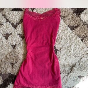 Pink Lace Trim Tank Top